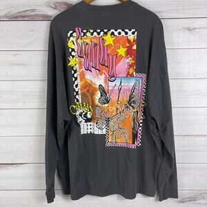 ASOS DESIGN oversized long sleeve t-shirt in gray with back‎ print Mens Large